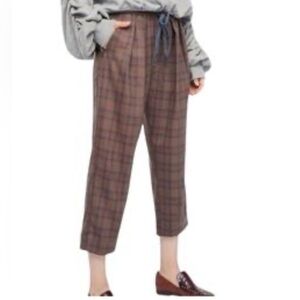 Free People plaid work crop flare joggers